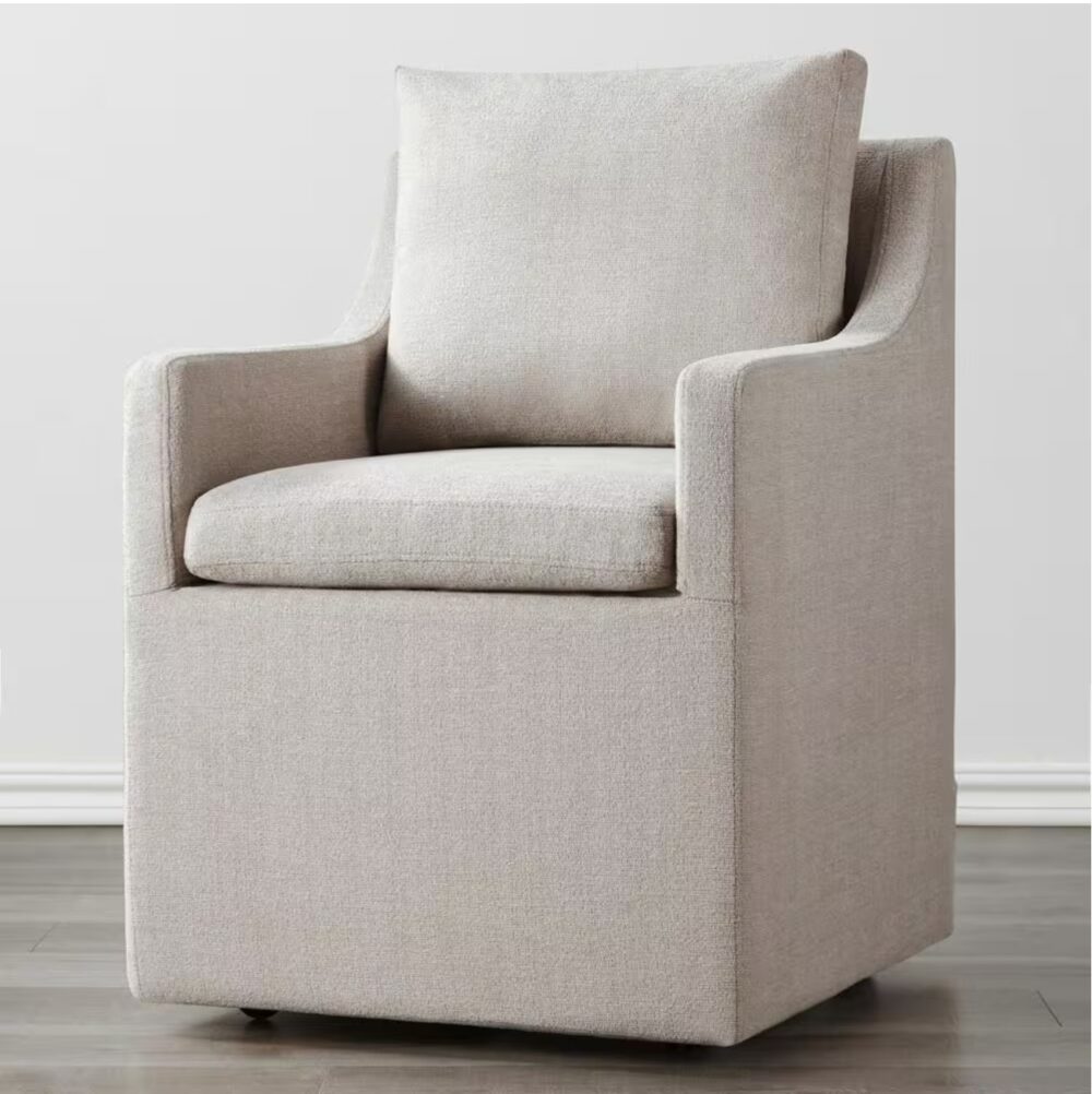 Morgana Fabric Flax Beige Dining Chair with Removable Casters and Cushion for Dining Room Bed Room Living Room - Image 2
