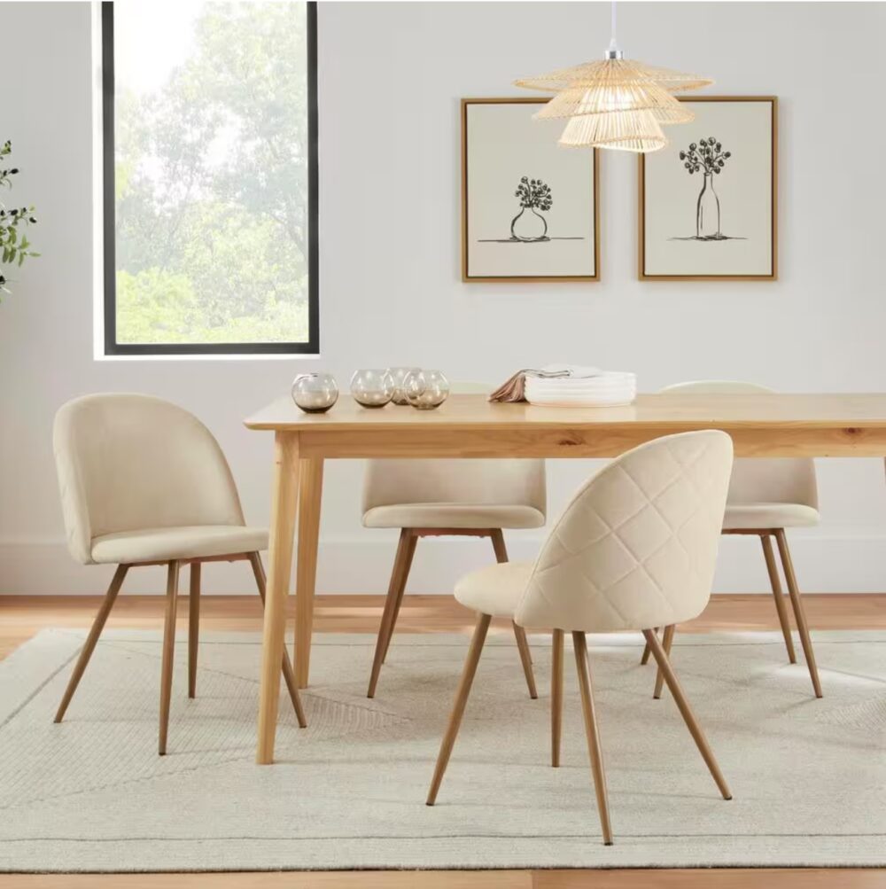 Colsted Biscuit Beige Fabric Upholstered Dining Chairs (Set of 4)
