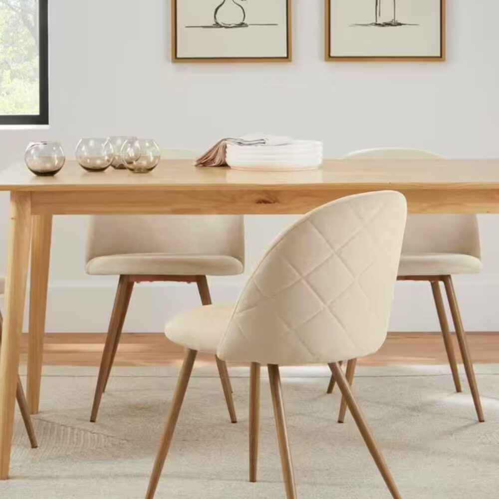 Colsted Biscuit Beige Fabric Upholstered Dining Chairs (Set of 4) - Image 2